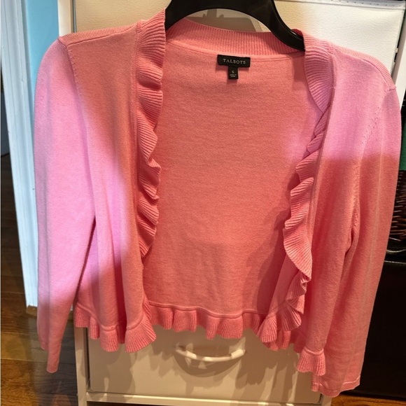 Talbots Pink Knit Sweater with Ruffle Trim small - Picture 2 of 4